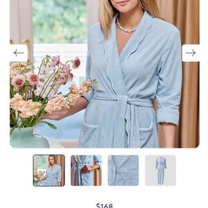 Weezie long lightweight scalloped robe robins egg blue